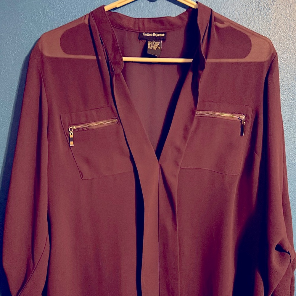 Purple shear long sleeve shirt